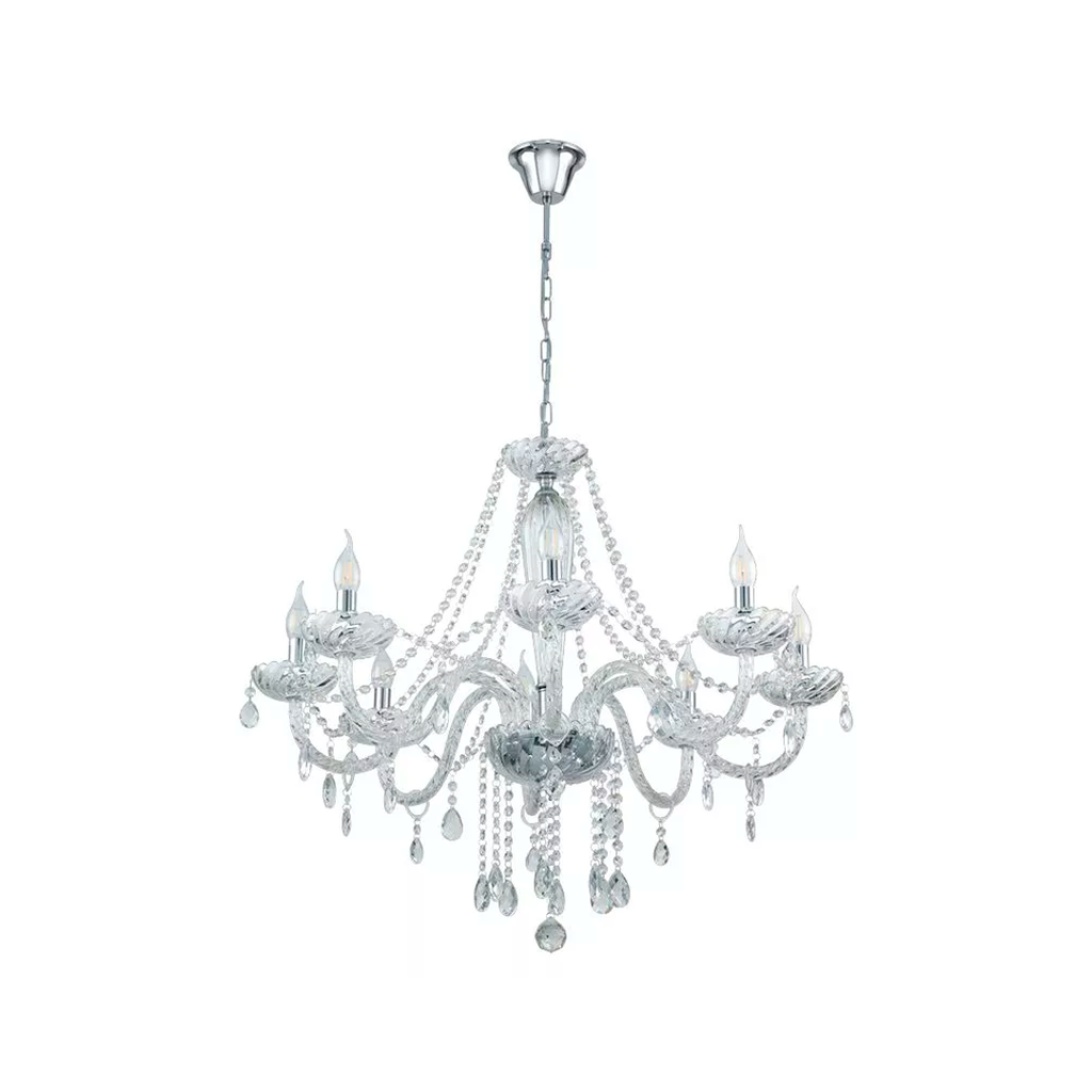 Lampara colgar cristal 8l e14 40w 1845tr transparente