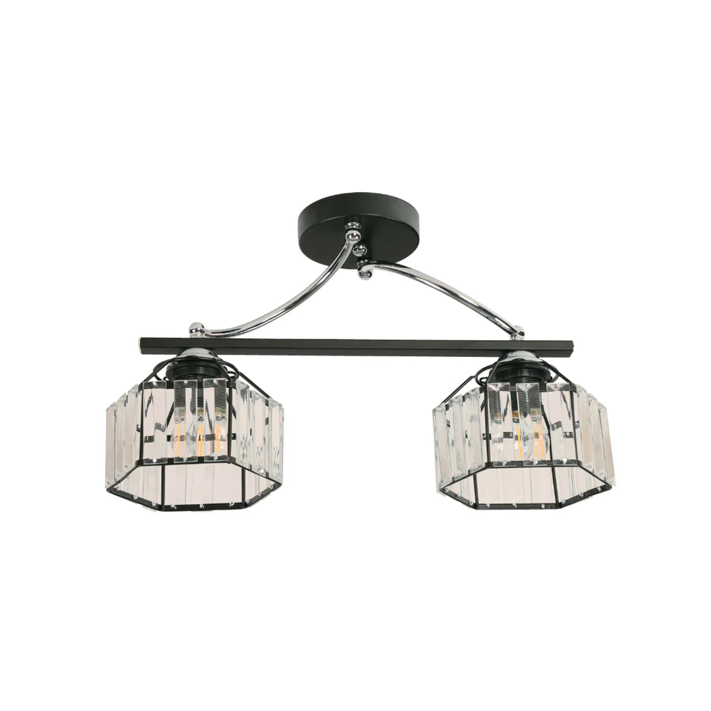 Lampara techo 2l 60w ikeli 22772-2 cromo/negro