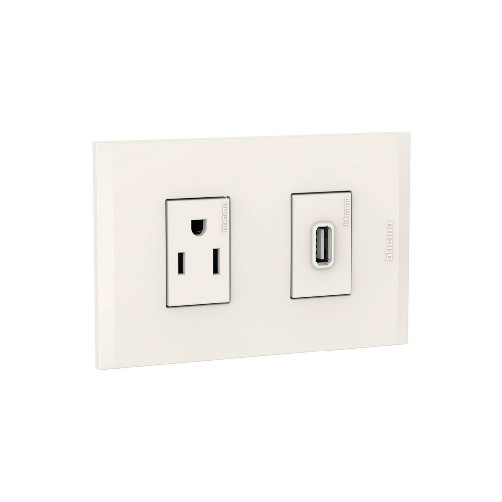 Tomacorriente doble usb nobile af2231 blanco