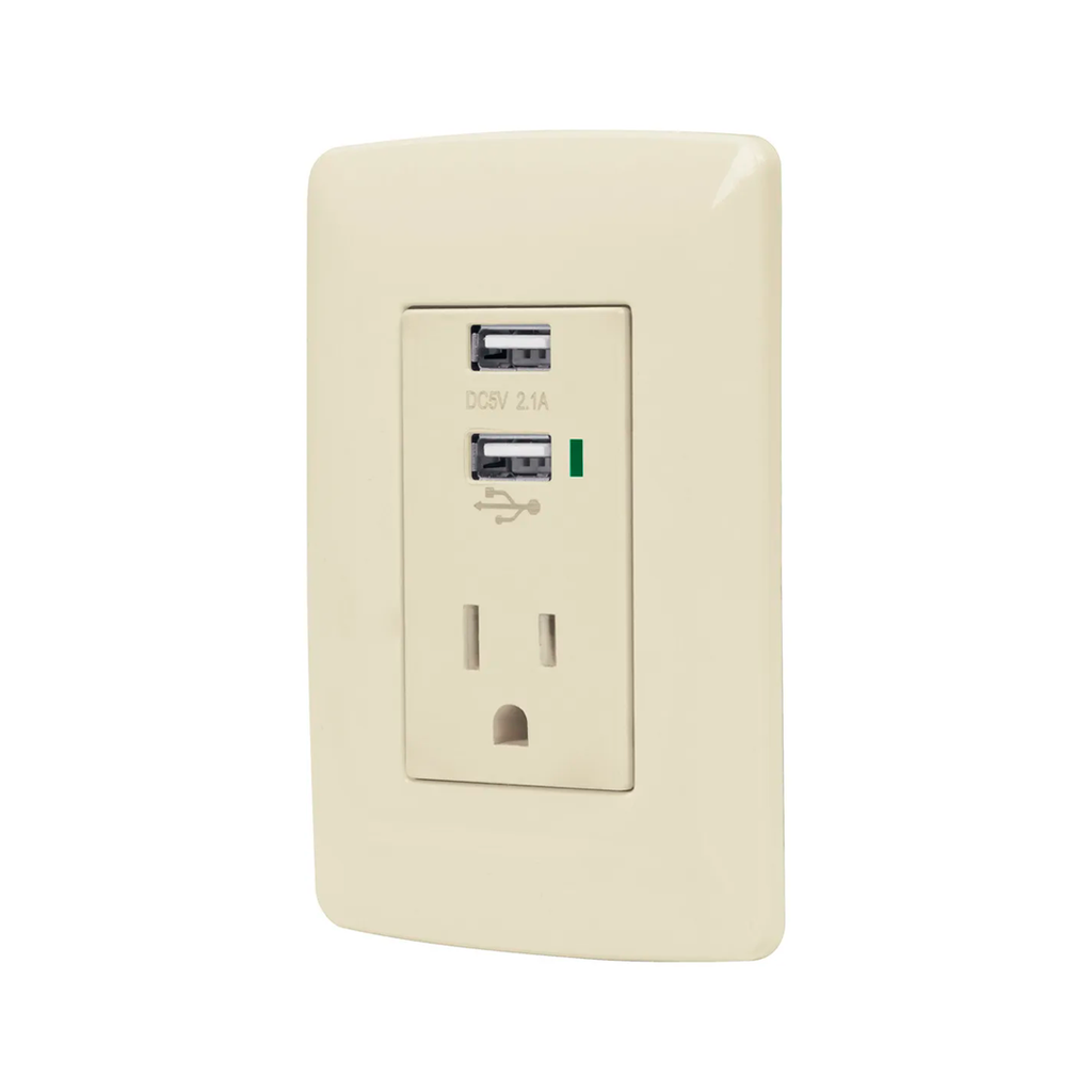 Tomacorriente sencillo usb 118f-98