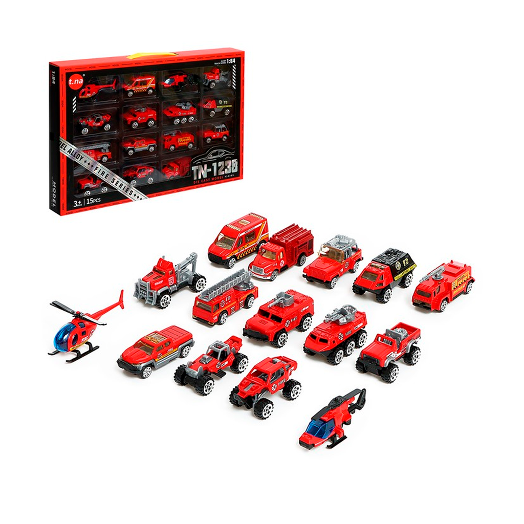 Juguete carro bombero 15pc c001050