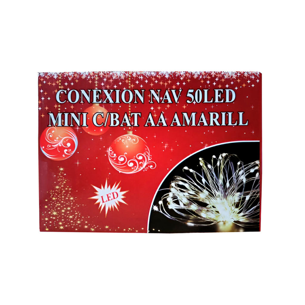 Conexión navideña 50l 5m blanco calido cable plateado sin batería 53