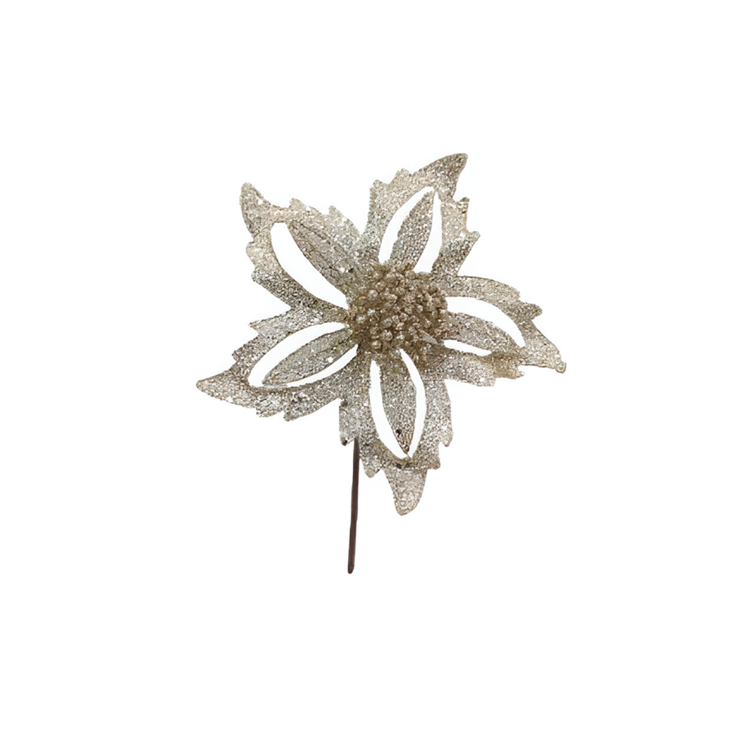 Flor navideña 19cm mh1102 champagne