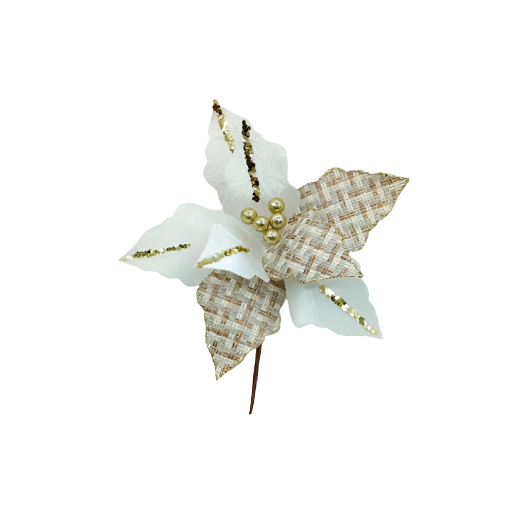 Flor navideña 23cm mh1112 blanco