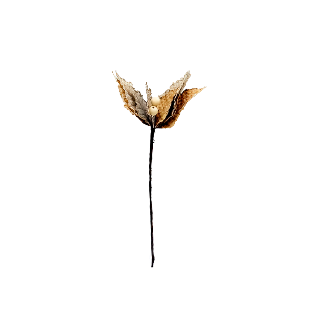 Flor navideña 25cm 0107 champagne/dorado