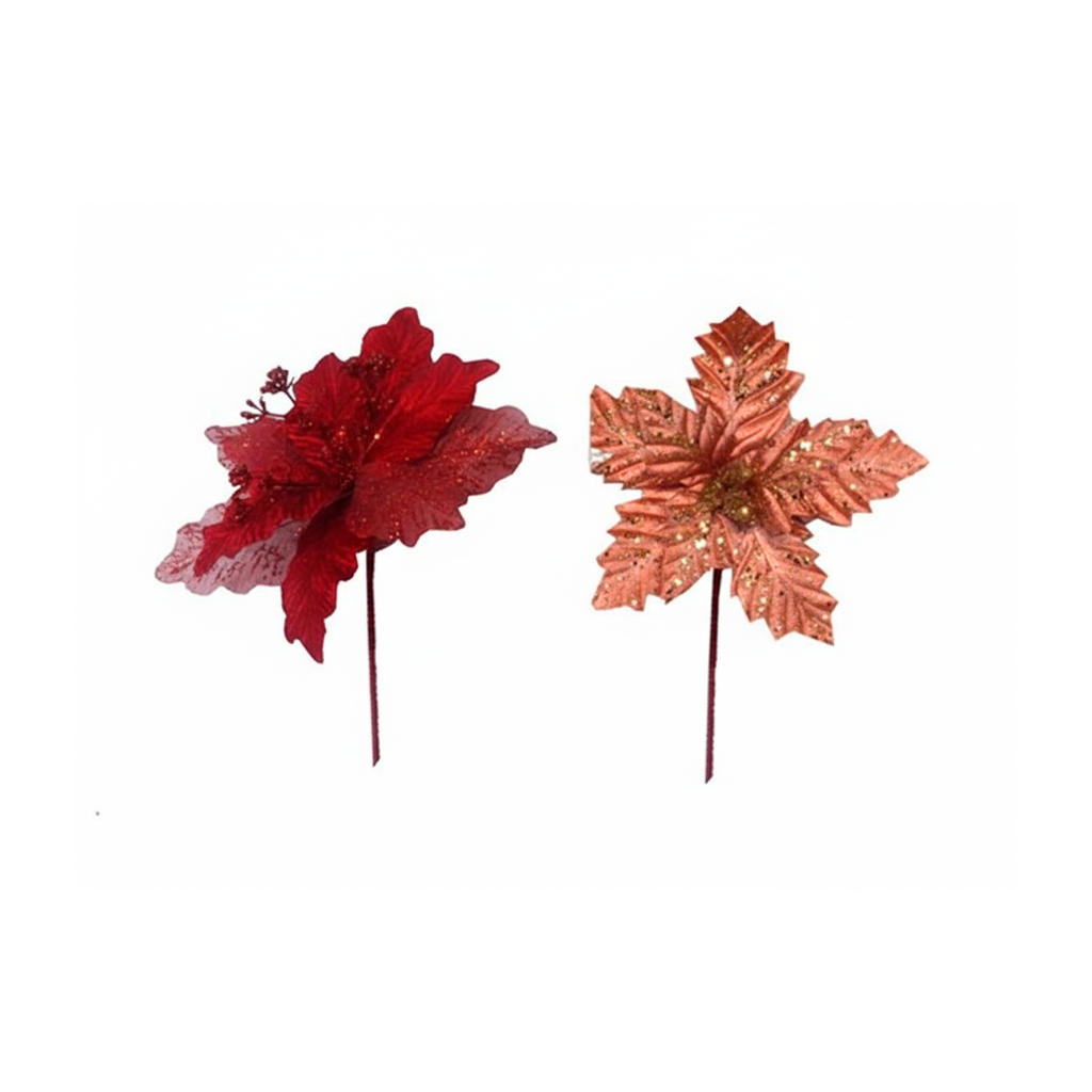 Flor navideña 25x31cm 2-lm1704-champagne