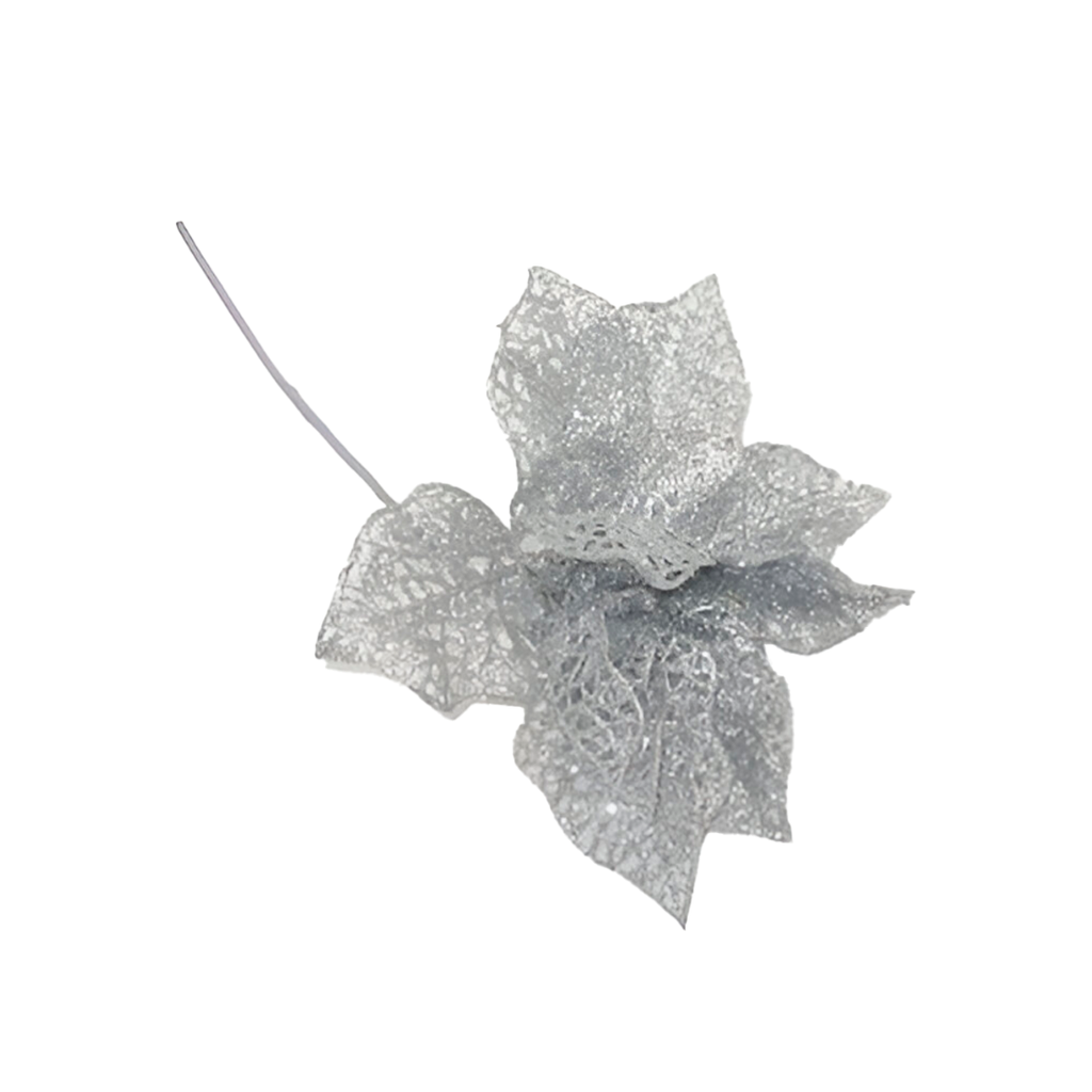 Flor navideña 28cm 2-cs1602-955 plateado