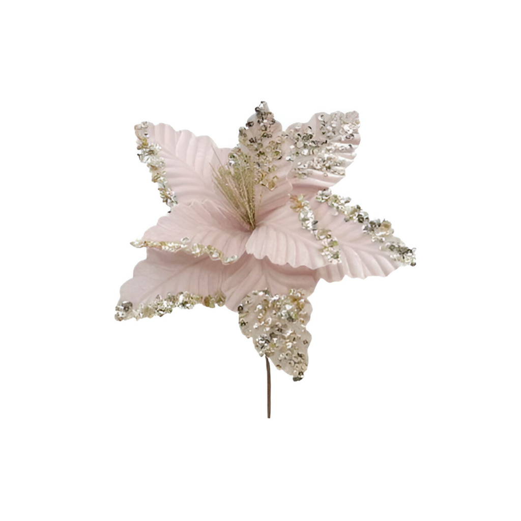 Flor navideña 28cm mh1151 rose gold