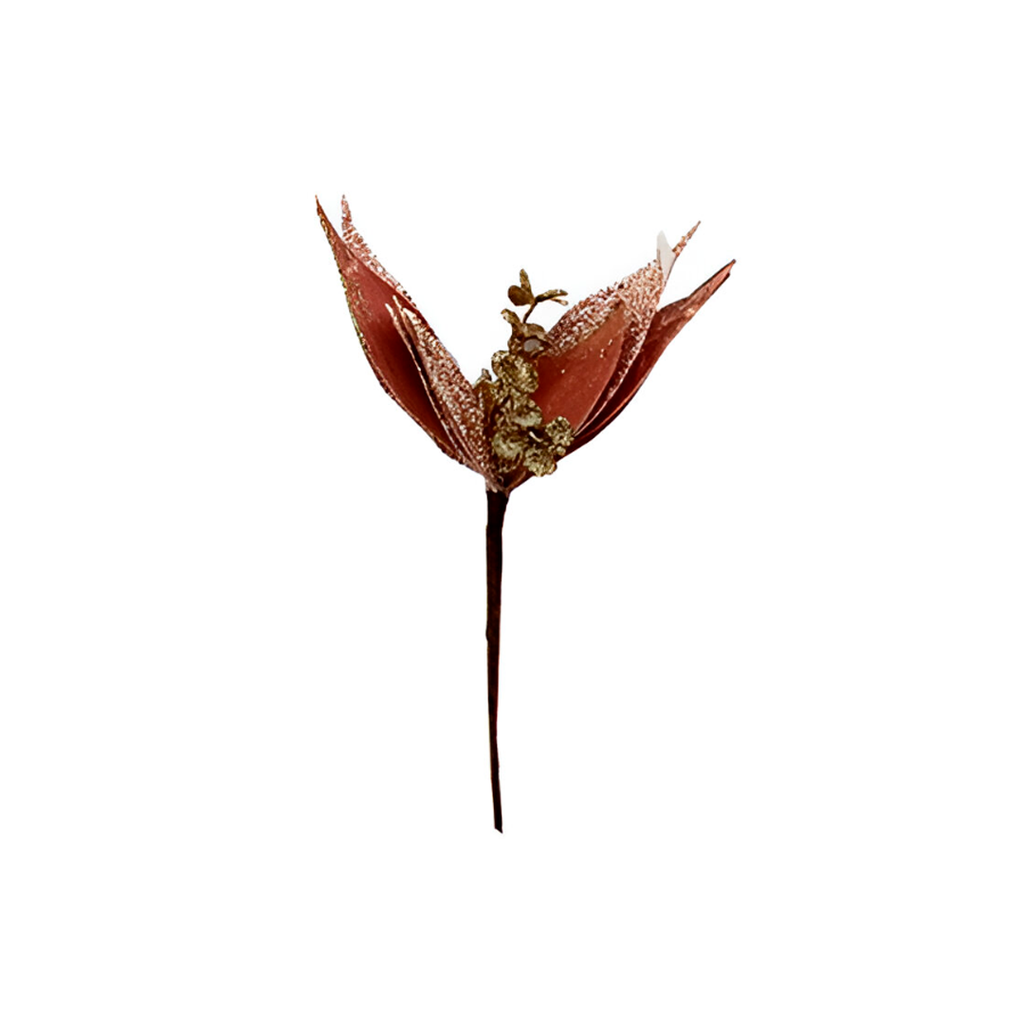 Flor navideña 28cm mh1156 rose gold