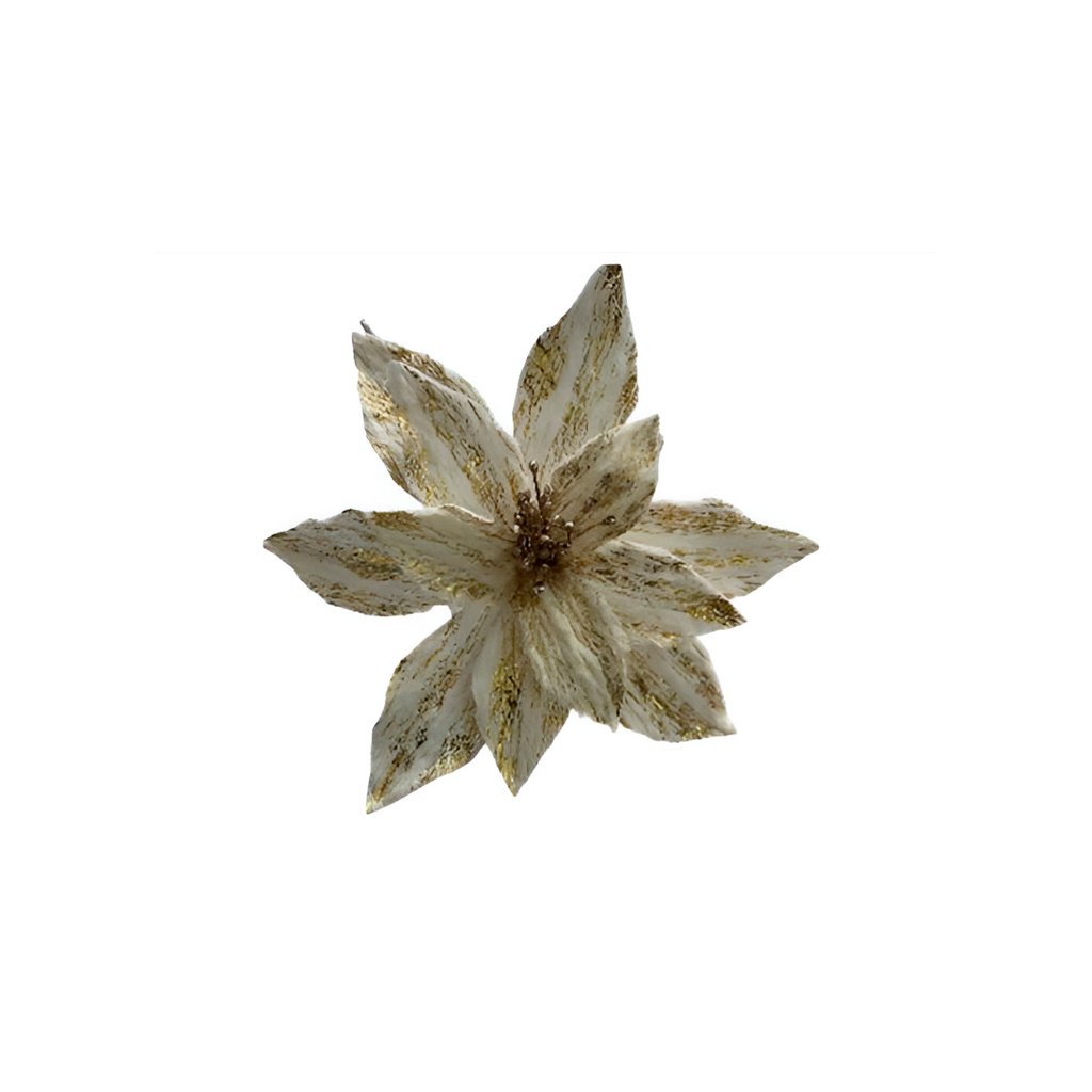 Flor navideña 30cm stll521 dorado/blanco