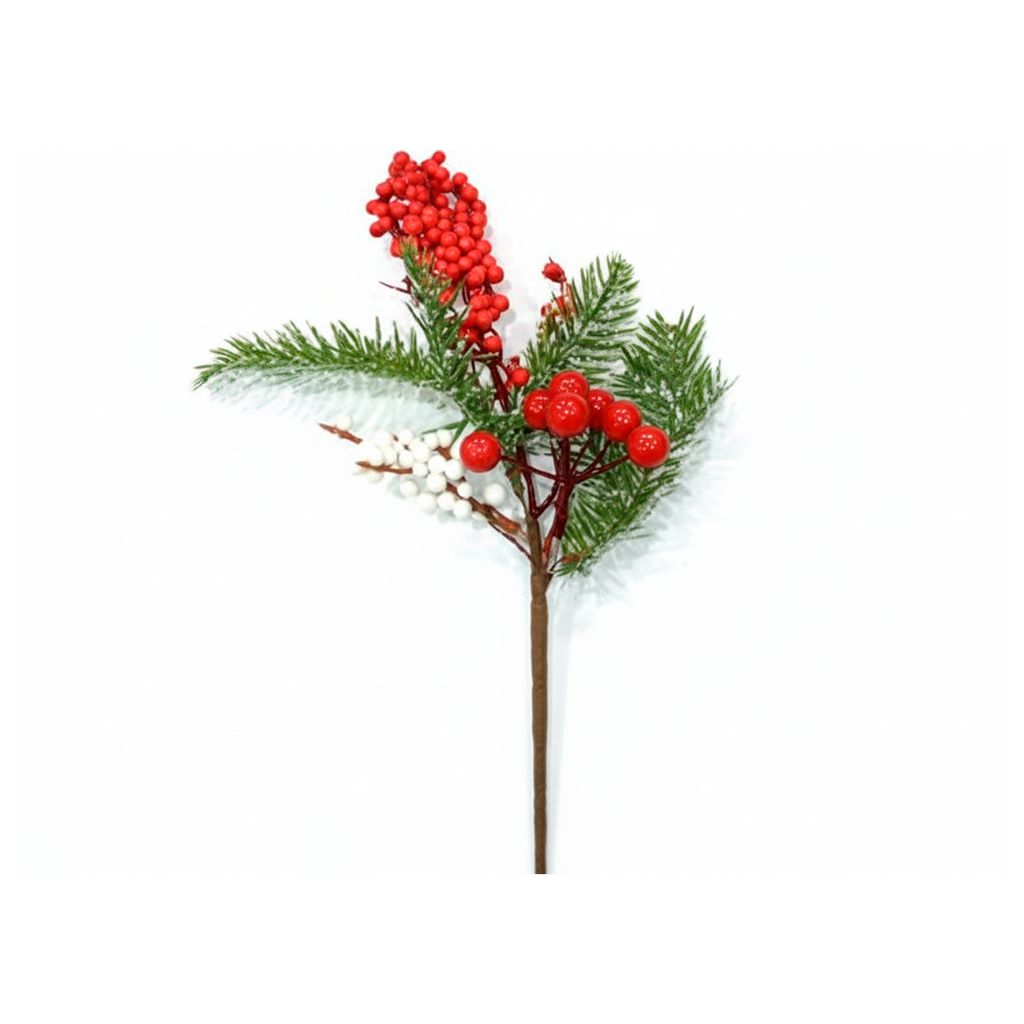 Rama navideña con bayas 28cm sf-1292 rojo