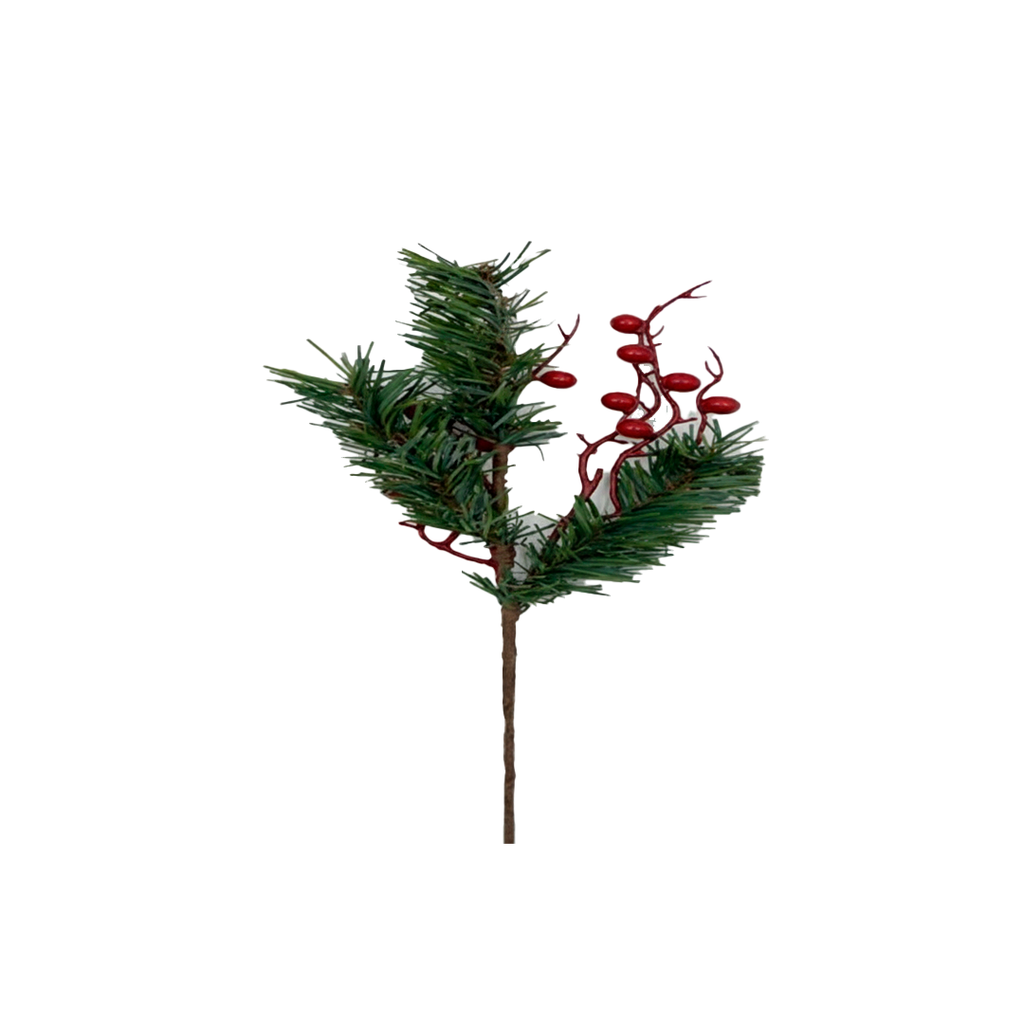 Rama navideña con bayas 43cm 042400r verde/rojo