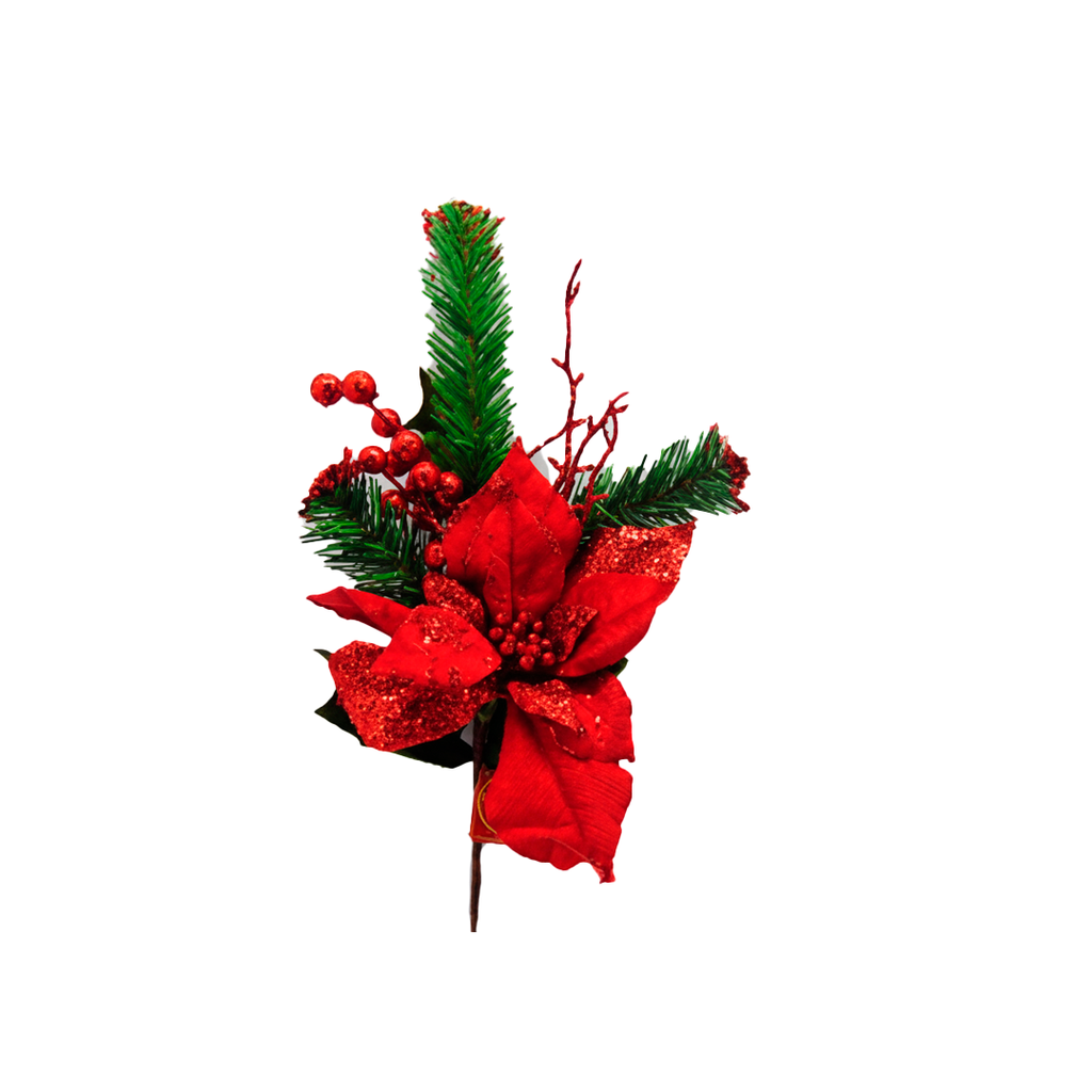 Rama navideña con pascua 40cm xs1042393r roja