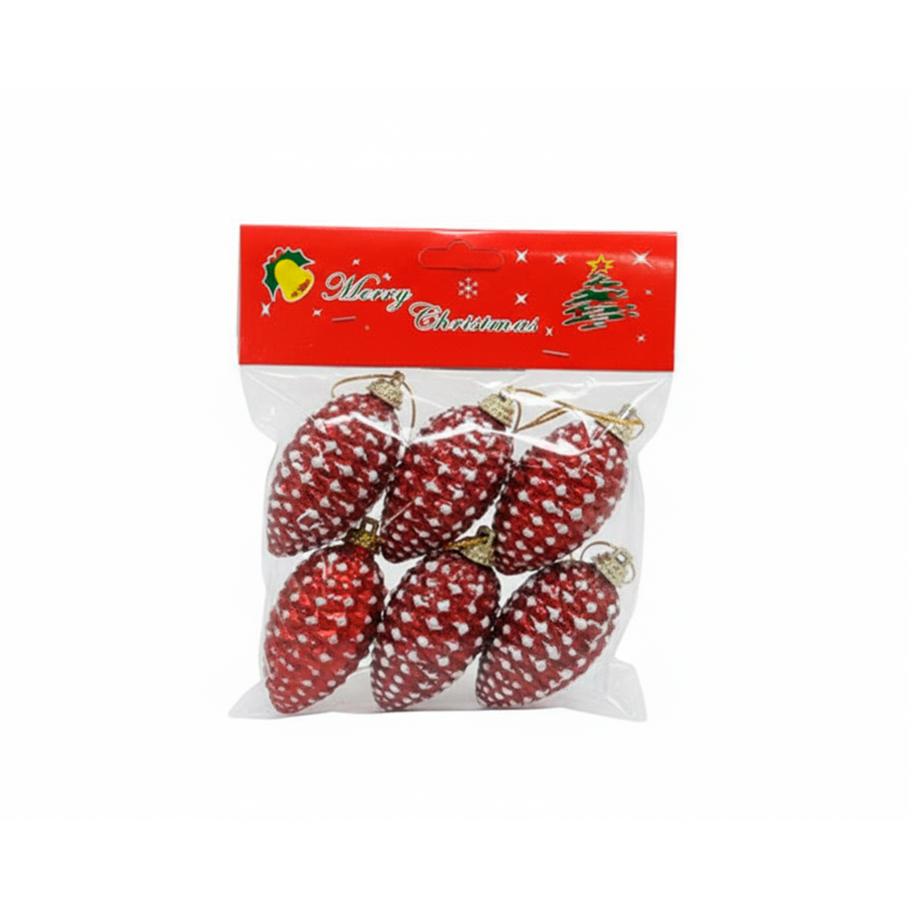 Adorno navideño bellota colgar 6pc 7cm varios colores