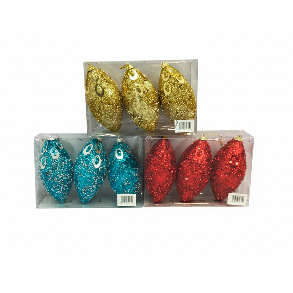 Adorno navideño tempano 3pc 11cm varios colores