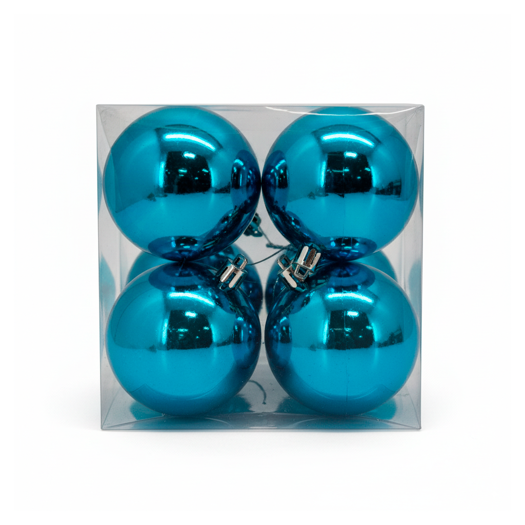 Bola navideña 10cm 4pc aqua brillante