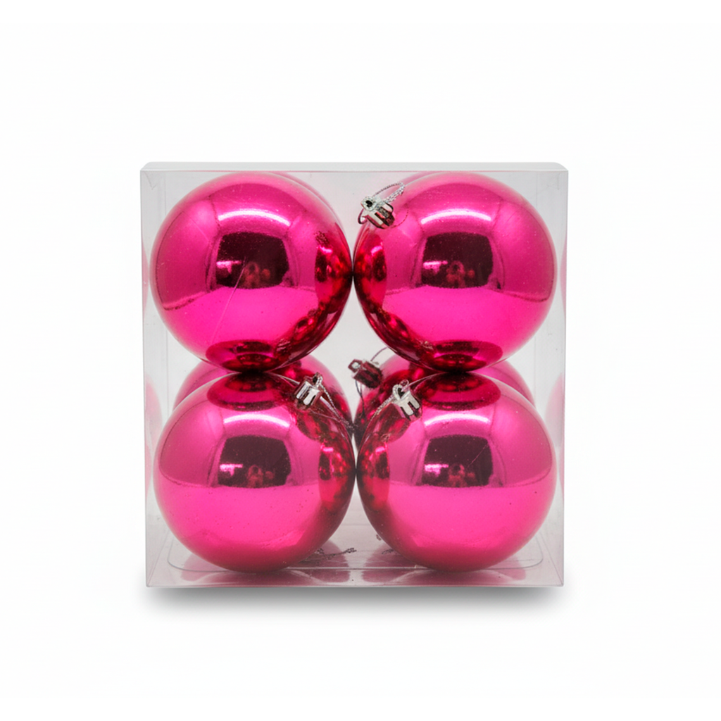 Bola navideña 10cm 4pc fucsia brillante