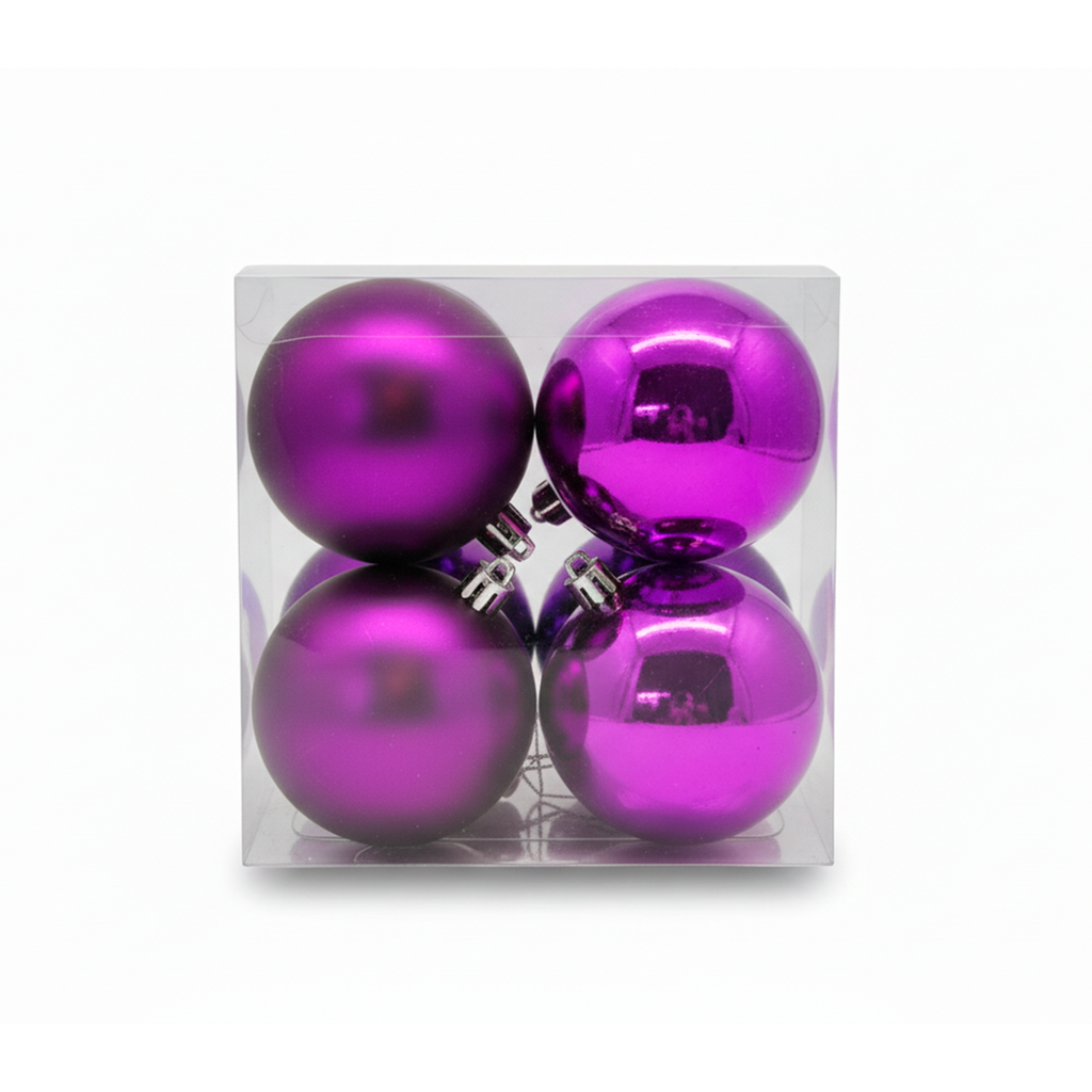 Bola navideña 10cm 4pc morado brillante mate