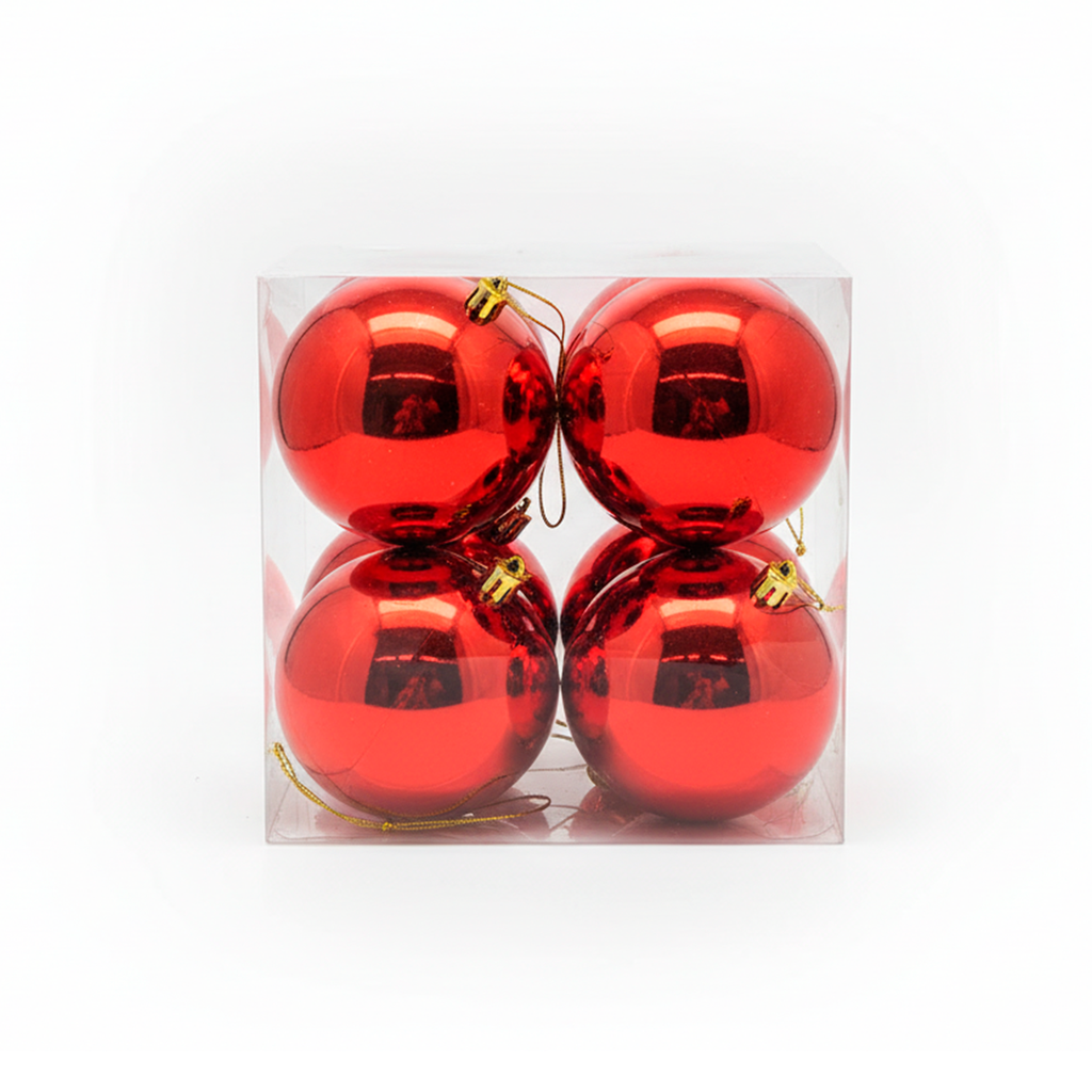 Bola navideña 10cm 4pc rojo brillante