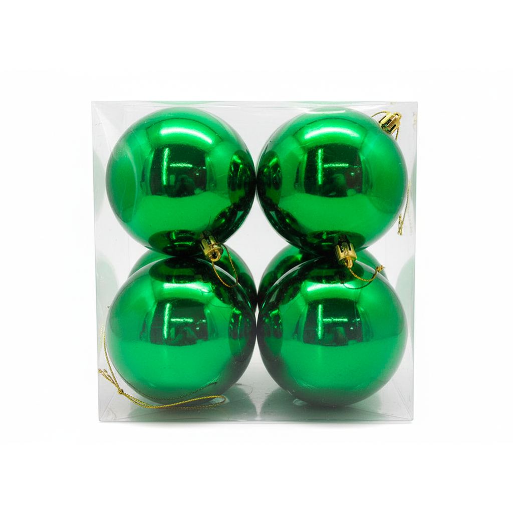 Bola navideña 10cm 4pc verde oscuro brillante