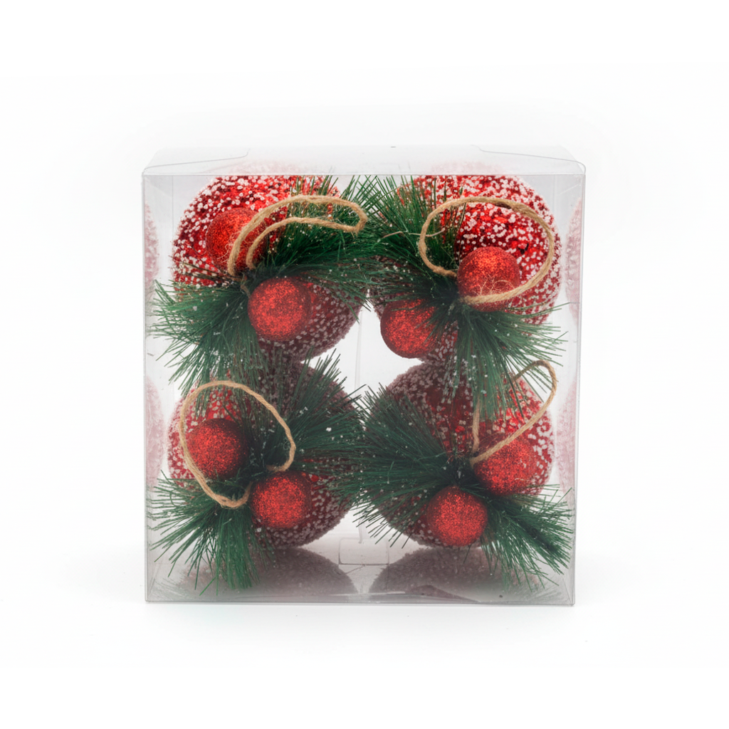Bola navideña 11cm 4pc sypmqa-1119224 rojo decorativa