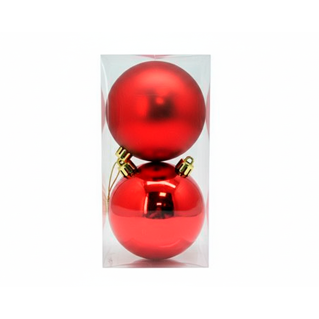 Bola navideña 15cm 2pc rojo brillante/mate