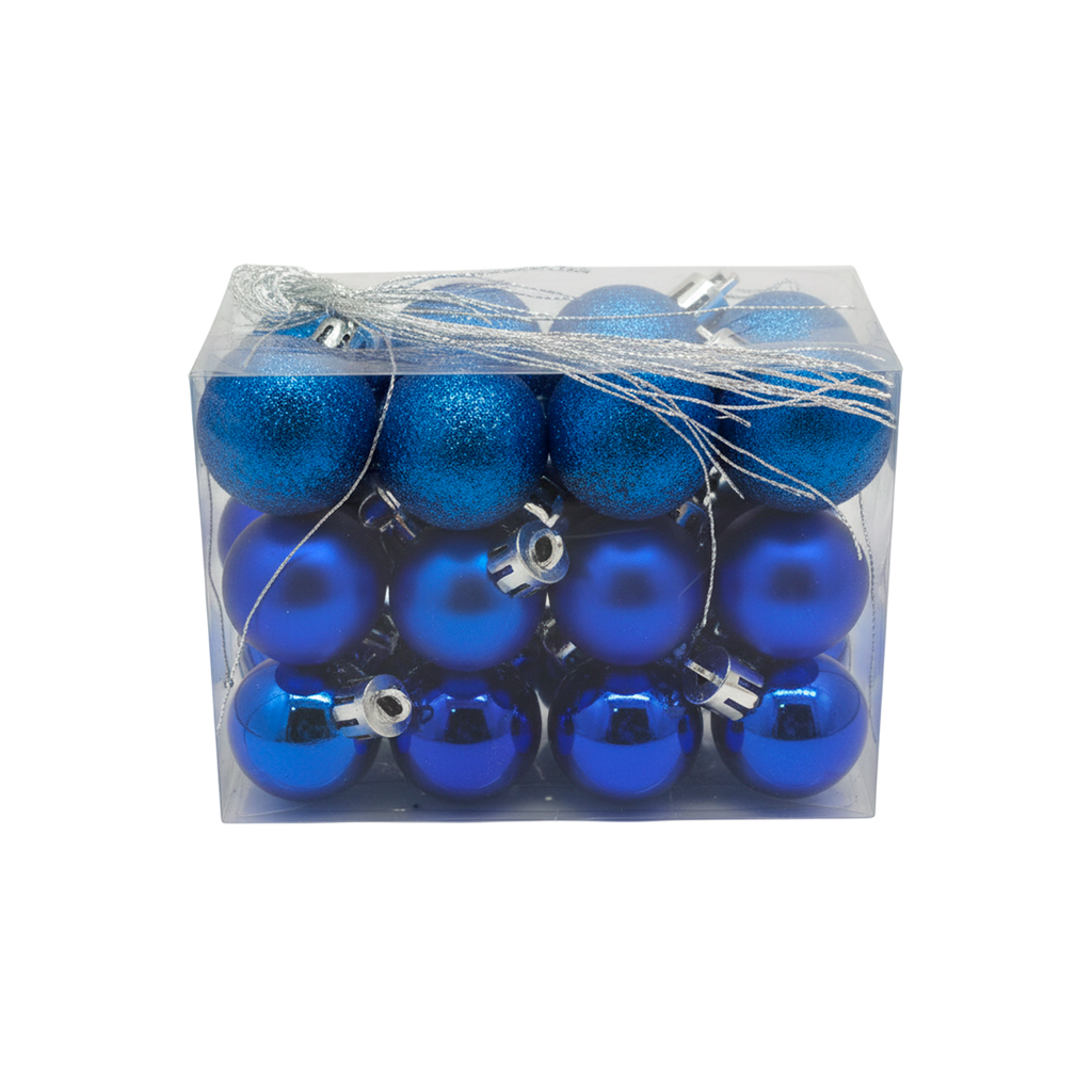 Bola navideña 3cm 24pc sy21bp-03 b/e/m azul
