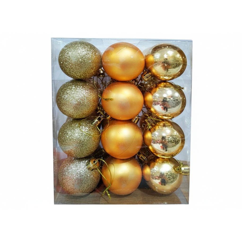 Bola navideña 5cm 24pc sy21bp-11 brillante escarchado mate dorado