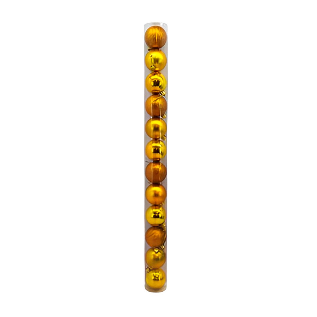 Bola navideña 6cm 12pc dorado brillante escarchado mate
