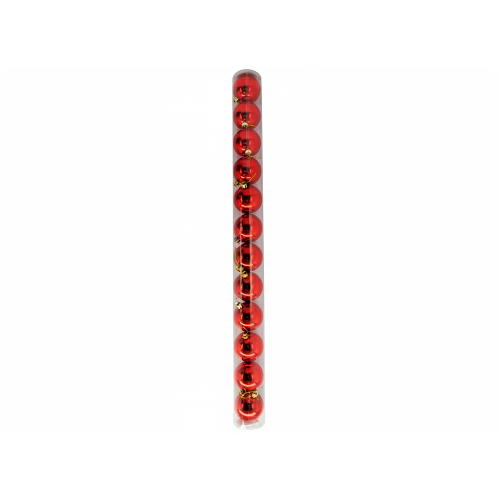 Bola navideña 6cm 12pc rojo brillante escarchado mate