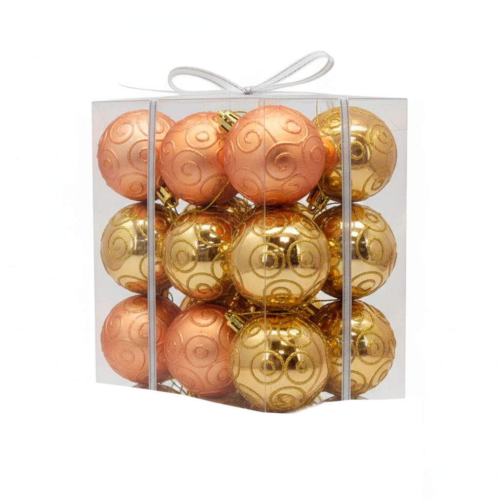 Bola navideña 6cm 12pc rose gold decorado