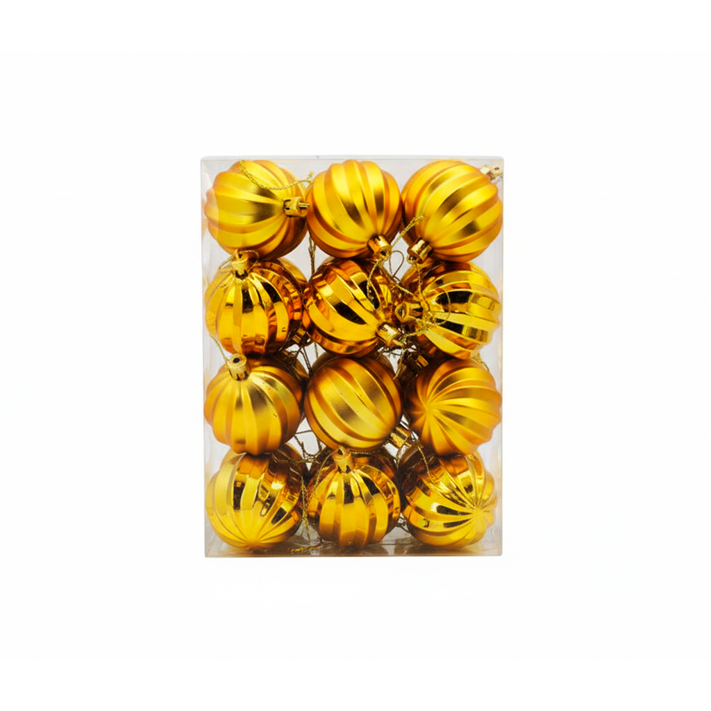 Bola navideña 6cm 24pc dorado brillante escarchado