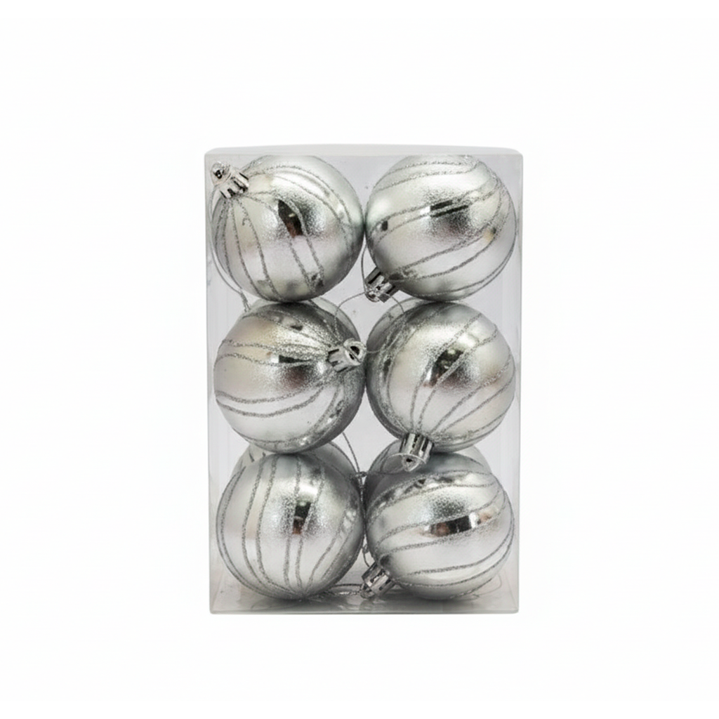 Bola navideña 6cm 6pc syb15-202 plateado brillante