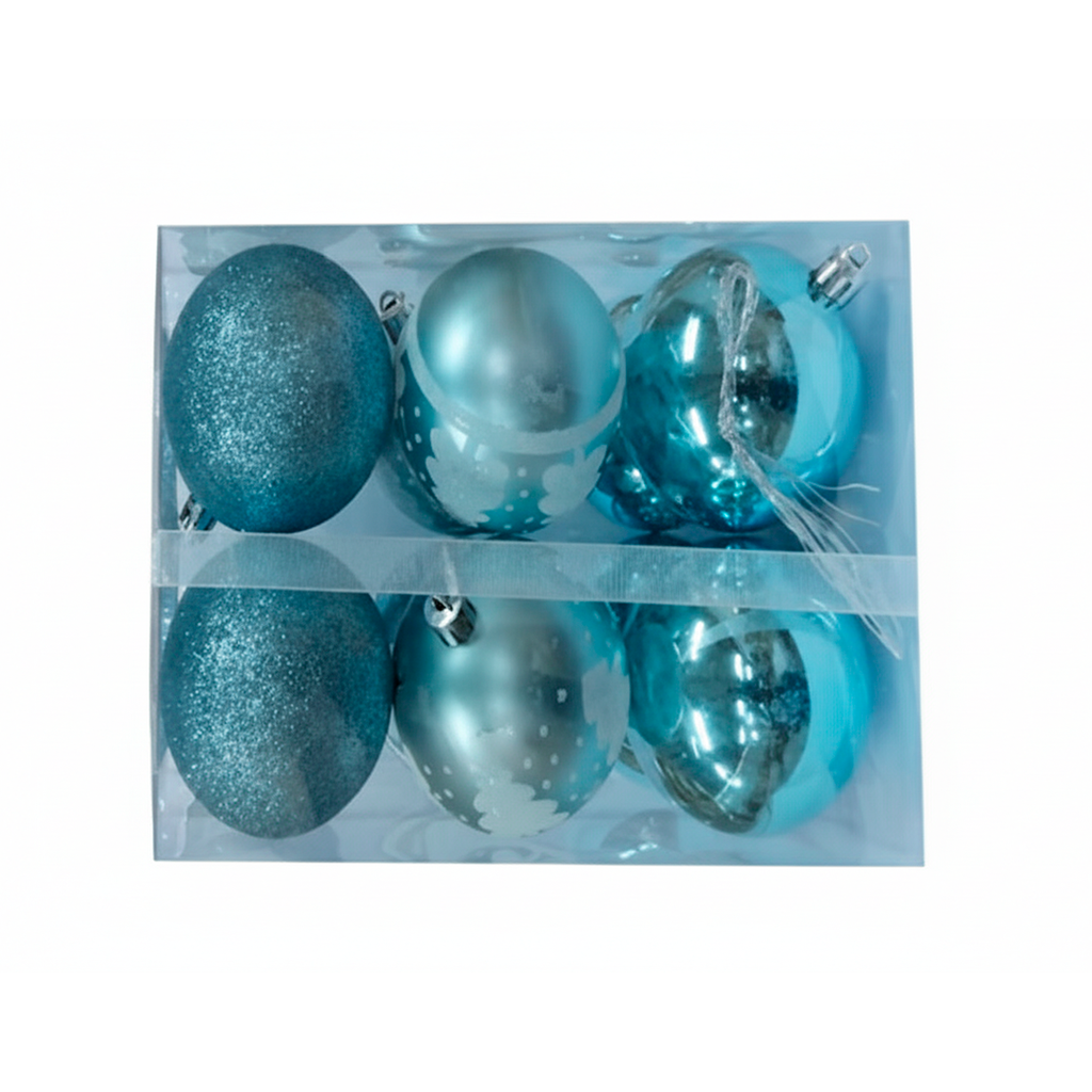 Bola navideña 7cm 12pc 0122380 aqua decorado