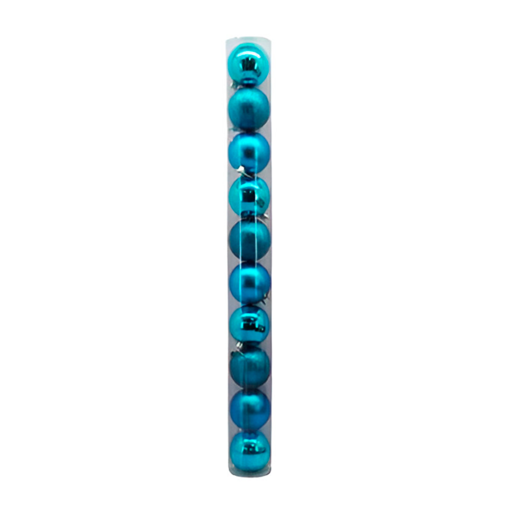 Bola navideña 7cm 12pc aqua brillante escarchado mate