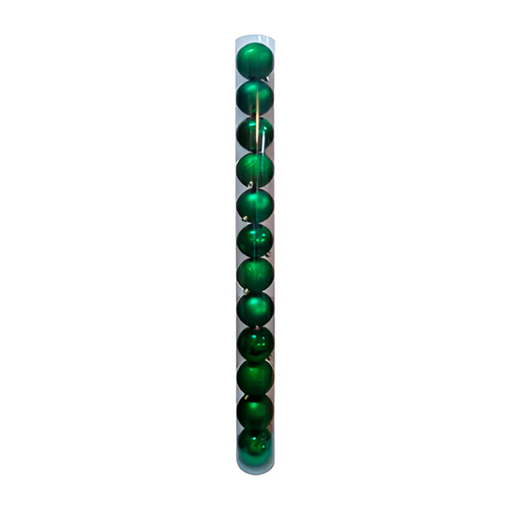 Bola navideña 8cm 12pc verde oscuro brillante escarchado mate