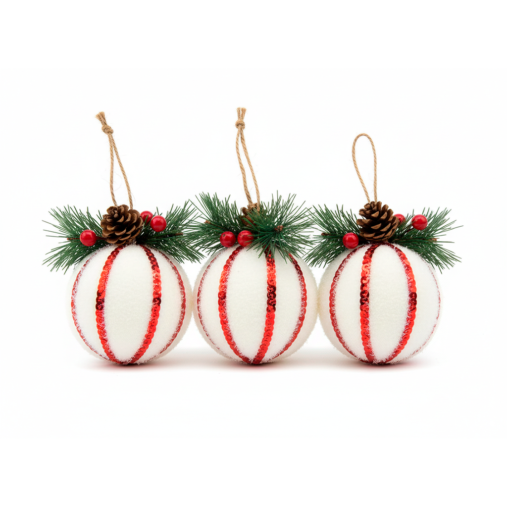 Bola navideña 8cm 3pc sy17pmq-114 rojo/blanco