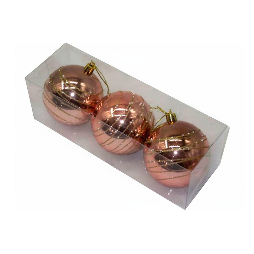 Bola navideña 8cm 3pc sy19stb-054 champgne dorado