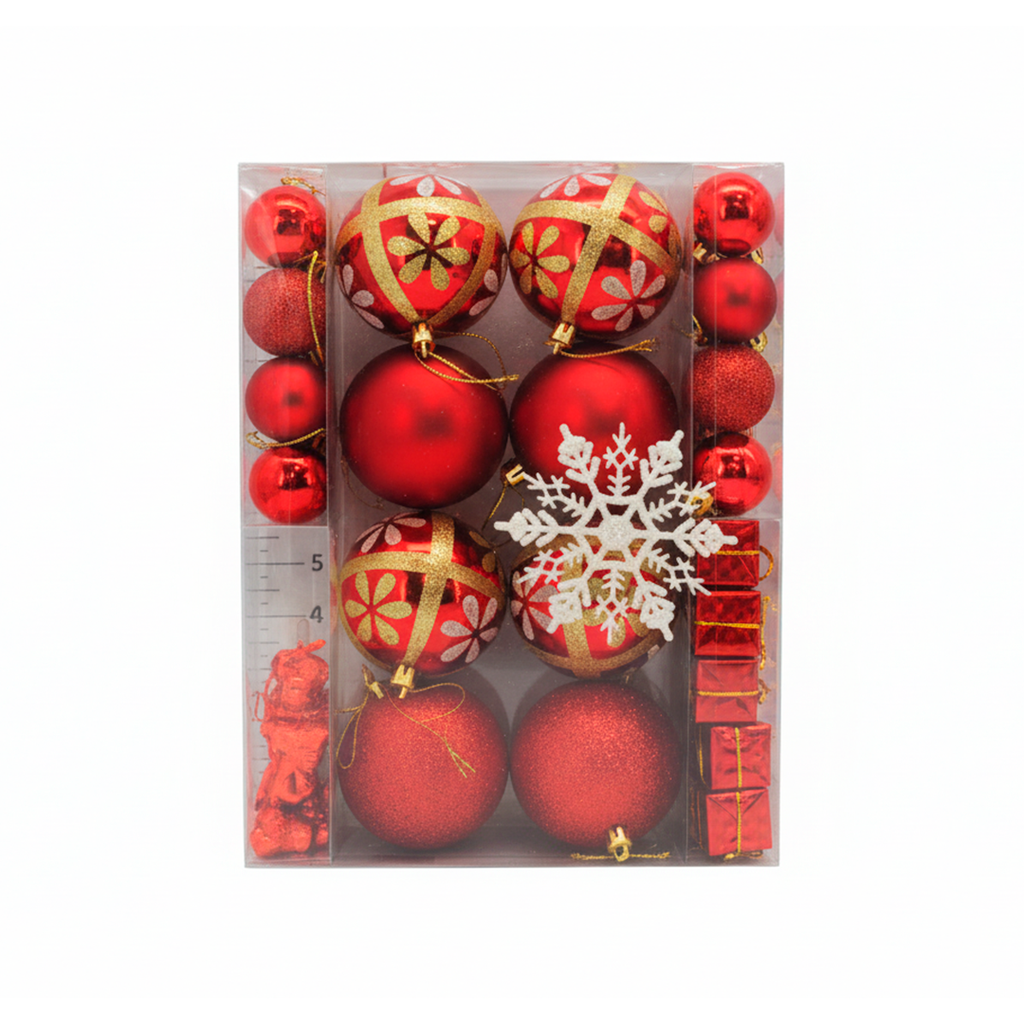 Bola navideña 8cm 45pc syb15-39 rojo brillante escarchado mate