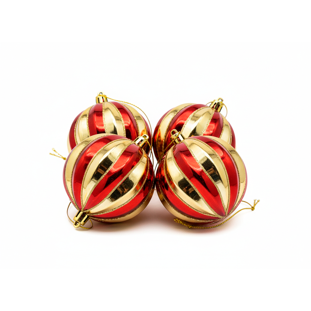 Bola navideña 8cm 4pc 0122086 rojo/dorado/transparante