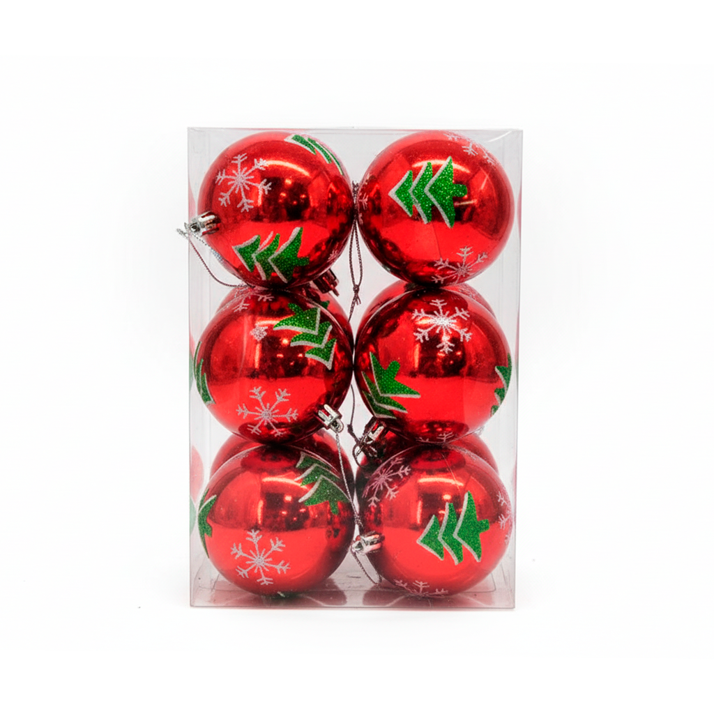 Bola navideña 8cm 6pc sy16cba rojo brillante