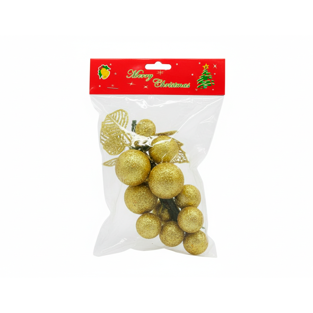 Bola navideña gajo uvas 14cm cs1503-1277-1 dorado