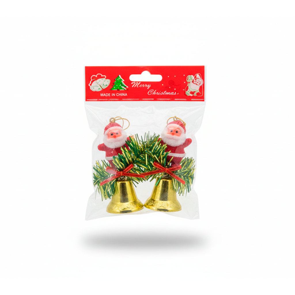 Campana navideña 2pcs 7cm con santa 2-633009005
