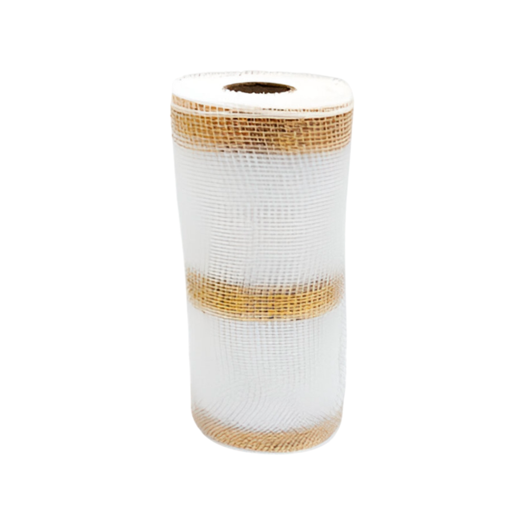 Cinta navideña 25cmx10yd cd3432 blanco/dorado