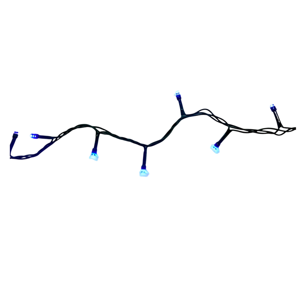 Conexion  navideña 100l 8f 5m azul cable verde lsh001