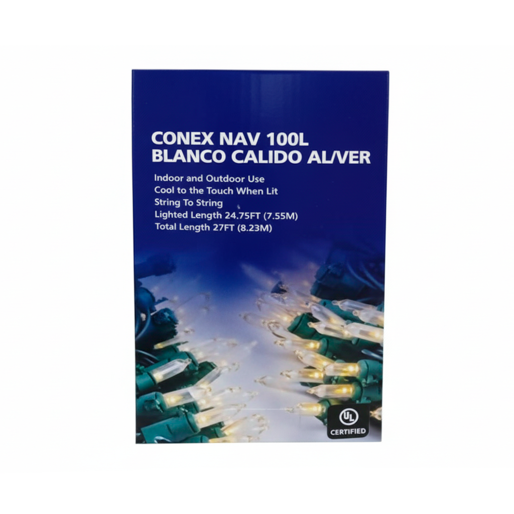 Conexion  navideña 100l blanco  calido  cable verde lsh090 ul