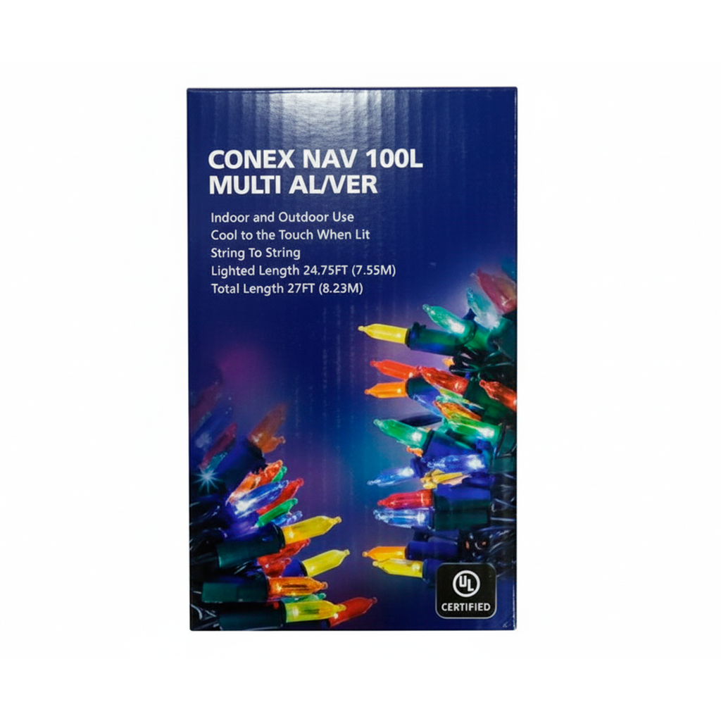 Conexion  navideña 100l multicolor cable verde lsh090 ul