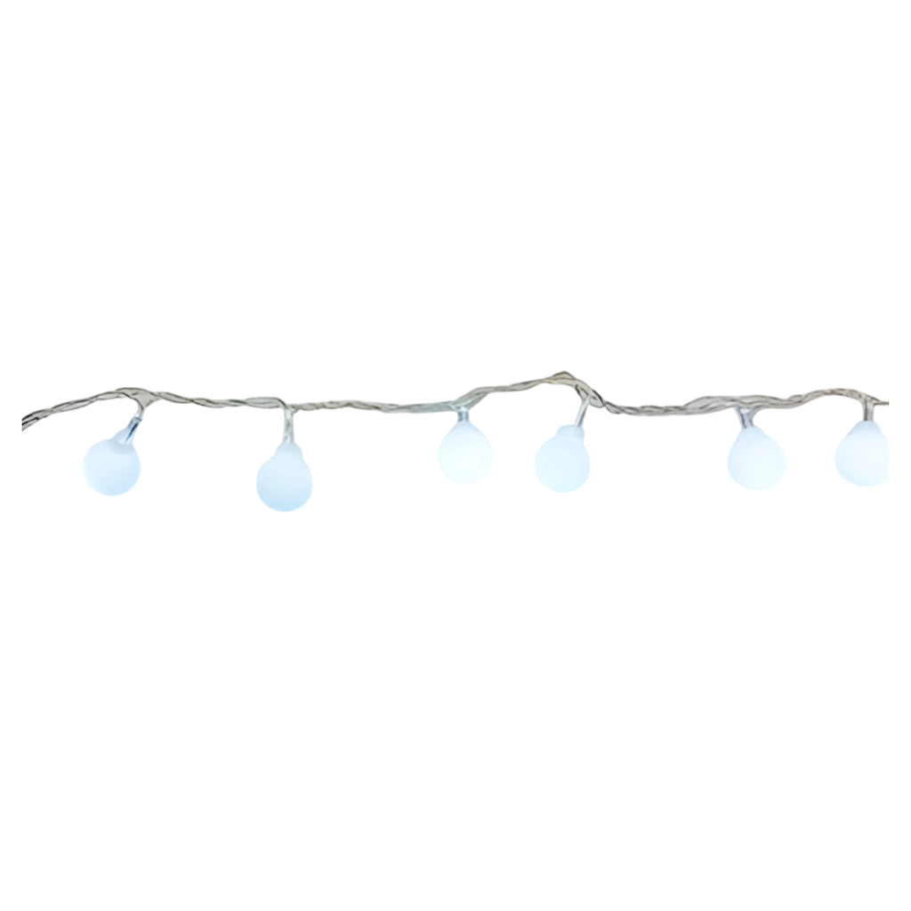 Conexion  navideña 100l tipo bola 8f 5m blanco cable transparente