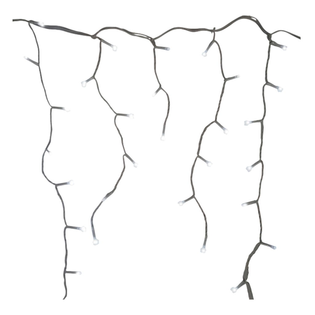 Conexion  navideña100l tipo lluvia  8f 1.8m blanco cable blanco