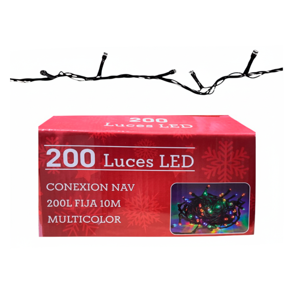 Conexion navideña 200l fija 10m multifuncional cable verde 093